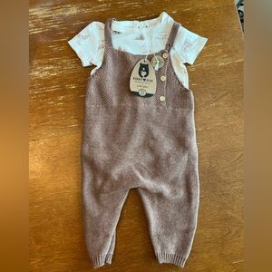 NWT Rabbit & Bear 3-6mo organic cotton jumper and onesie set - zoo